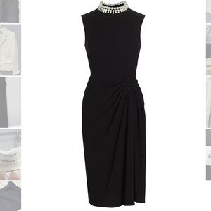 Teri Jon by Rickie Freeman Black Pearl Sleeveless Crepe Midi Dress in Size 0